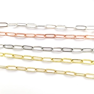 14K Gold Plated Copper Rectangle Paperclip Chain For DIY Jewelry Making Handmade Necklace Bracelet Earrings Materials Accessories