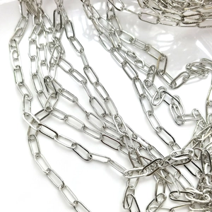 Polished silver rectangular link paperclip chain for DIY jewelry making material