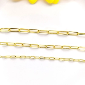 Three sizes of 14k gold-filled paperclip chains for DIY jewelry making and crafts