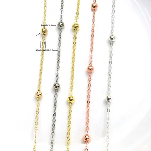 14k gold filled 3.5mm bead chain with 1.5mm link for jewelry making in three colors