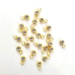 Pendentifs œil maléfique en plaqué or 14k avec émail bleu pour création de bijoux