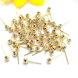 14K Gold Plated Copper Earring Posts With 925 Sterling Silver Post Silicone Beads DIY Jewelry Findings Earring Making