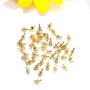 14K Gold Plated Copper Eye Pins DIY Jewelry Making Artificial Pearl Pendant Bails Accessories Various Sizes Cup And Peg Bail