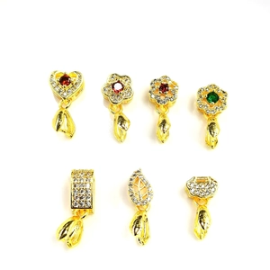 Copper Cubic Zirconia Heart Flower Leaf Pendants Jewelry Making DIY Necklace Bracelet Connector Clasps For Jade Pendant Hooks