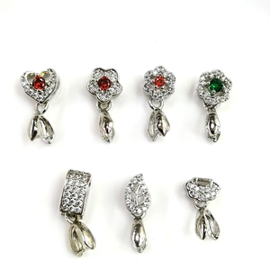 18k gold plated jewelry pendant bails with pavé cubic zirconia in various shapes