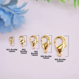 Five sizes of 14k gold plated lobster clasps for DIY jewelry making from 10mm to 22mm
