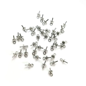 Silver plated 14K gold 3mm eye pins with cup pearl bails for DIY jewelry making