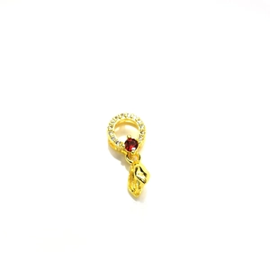 18k gold-plated pendant clasp with red gemstone and micro-pave cubic zirconia