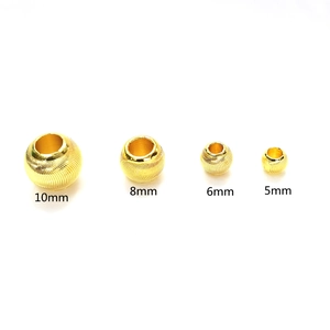 Cuentas redondas texturizadas de oro de 14K para joyería DIY, de 5mm a 10mm