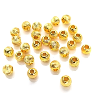 Cuentas de metal texturizado chapado en oro de 14K para creación de joyas y pulseras DIY