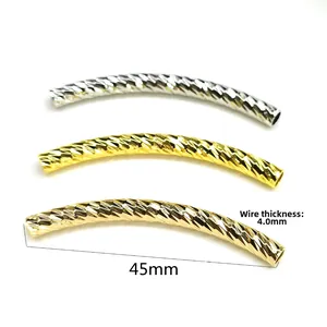 Lot de tubes incurvés en métal texturé 45mm x 4,0mm en or, argent et or rose