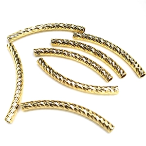 Perles tubes courbés en or 14k avec texture diamantée pour la création de bijoux DIY