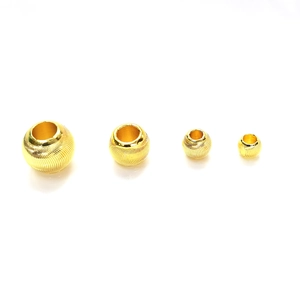 Cuentas redondas texturizadas de oro de 14K para creación de joyas DIY en cuatro tamaños