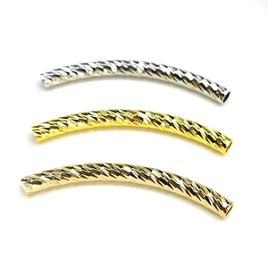 Perles Tubes Recourbés en Cuivre pour Fabrication de Bijoux DIY Plaquées Or 14K 18K Texture Spirale pour Bracelet