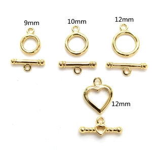14k vergoldete OT-Knebelverschlüsse in Herz- und Kreisform für DIY-Schmuck in vielen Größen