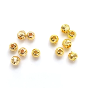 Cuentas Sueltas de Cobre Redondas Textura Espiral Chapado en Oro 14K 18K Accesorios para Joyería DIY Pulsera Collar