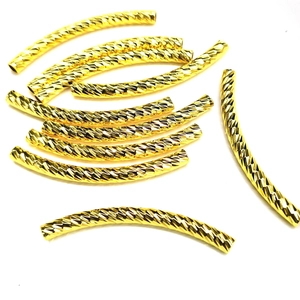 Perles tubes courbées facettées en or 14 carats pour création de bijoux DIY