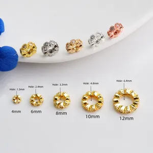 14K vergoldete Zirkonia Rondell-Perlen für Schmuckherstellung in den Größen 4mm-12mm
