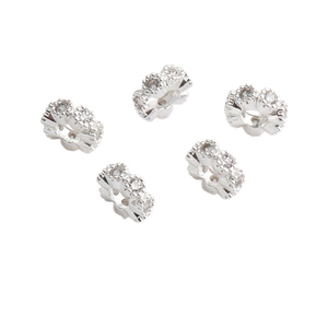 Σετ 5 διάτρητων χαντρών με μικρο-ζιργκόν, ασημένια κοσμήματα με επιχρύσωση 14Κ