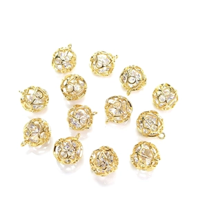 14k vergoldete hohle Kugelanhänger mit Zirkonia für DIY Schmuck Halsketten