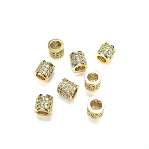 14k vergoldete Zylinder-Abstandshalter mit Zirkonia für DIY Schmuckherstellung