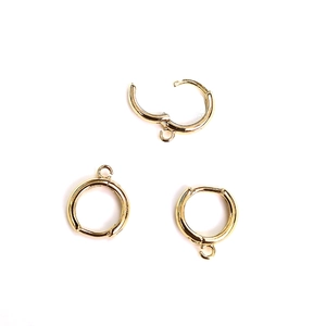 Three pieces of 14K gold plated circular lever back earrings with closed hanging loops
