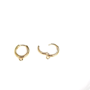 Pair of 14K gold-filled circular lever back earrings with attachment loop for DIY jewelry