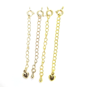Lot de 4 chaînes d'extension dorées avec breloques cœur et goutte pour bijoux DIY