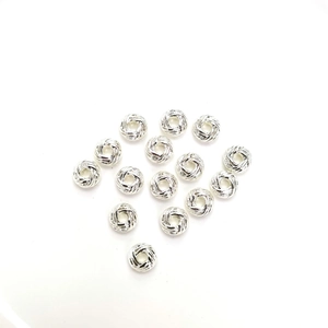 Set of 15 twisted silver metal spacer beads for DIY necklace and bracelet jewelry making