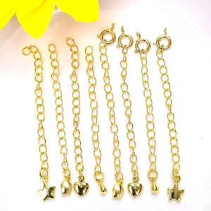 Chaîne d'Extension en Cuivre Plaqué Or 14k 18k DIY Bijoux Chaîne de Queue Pendentif en Forme de Cœur Étoile Papillon Goutte