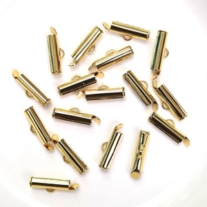 Bulk 14k gold filled slider end clasps with hanging rings for multi-layer jewelry making
