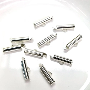 Polished silver 14k gold-filled slide tube clasp connectors for multi-strand jewelry