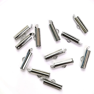 Polished silver 14k gold-filled slide end tubes for beaded jewelry and cord end finding