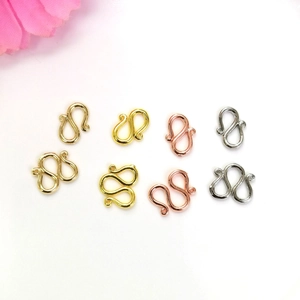 Conjunto de ganchos en S y cierres en W de oro de 14k para pulseras hechas a mano