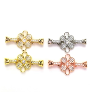 Elegant 14k gold filled flower clasp with micro zircon stones for luxury jewelry making