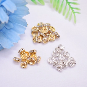 Cuentas Espaciadoras Rondelle de Aleación con Diamantes de Imitación Chapado en Oro 14K 18K Espaciadores de Rueda de Cristal para Joyería DIY Pulsera Collar