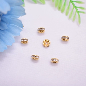 Set de 6 cuentas espaciadoras rondelle bañadas en oro de 14K con cristales para joyería