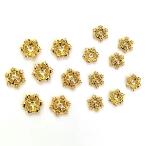 Kupfer Schneeflocke Blume Perlenkappen Strass Eingelegt Vergoldet Spacer Schmuckzubehör Für DIY Armband Halskette Herstellung
