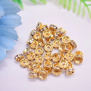 Cuentas espaciadoras de cristal chapado en oro de 14K para creación de joyería DIY