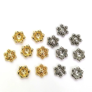 14K vergoldete Schneeflocken-Zwischenperlen mit Zirkonia für DIY-Schmuckherstellung