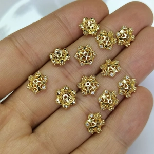 14K goldgefüllte Schneeflocken-Blüten-Perlenkappen mit Zirkon-Inlays für DIY-Schmuck