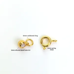 Cuentas de posición deslizantes en oro de 14k y cierre de resorte para joyería DIY