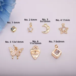14K gold filled charms with micro-pave cubic zirconia in butterfly and star shapes