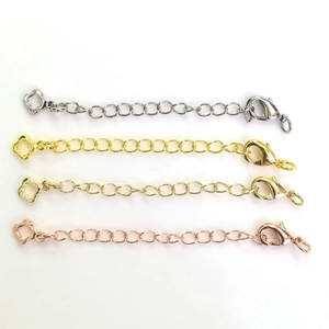 14k gold plated extender chain with lobster clasp and clover pendant for DIY jewelry