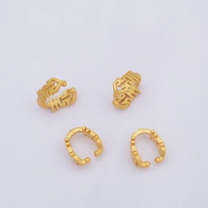 Set de anillos de oro mate de estilo chino con patrón hueco para joyería de bricolaje