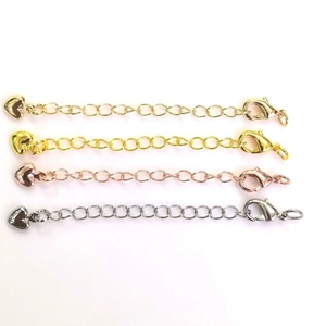 14k gold-filled lobster clasp extender chain set with heart charm in four metallic finishes