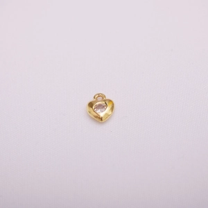 Golden heart pendant with sparkling zircon stone for DIY jewelry making and crafts