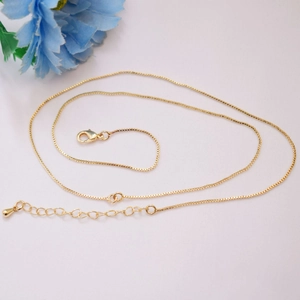 Collier Chaîne Maille Miroir en Cuivre Plaqué Or 14K Avec Fermoir Mousqueton Et Chaîne d'Extension DIY Bijoux Femme