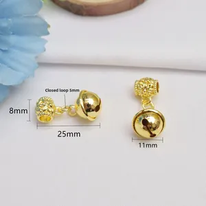 14K Gold gefüllter Glockenanhänger mit geprägter Perle und 5mm geschlossenem Ring