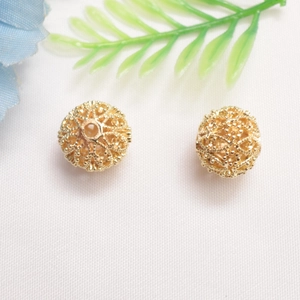 Perle a sfera traforate in filigrana oro 14K per la creazione di gioielli e bracciali
